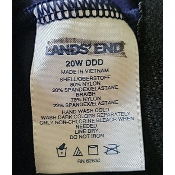 Lands' End 20W DDD Square Neck Tankini Swim Top Navy 2X Underwire  S628 - Picture 6 of 7